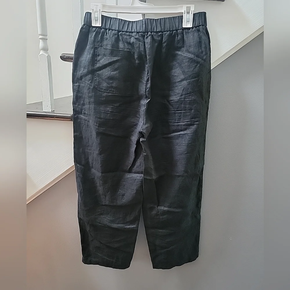Quince Women's 100% European Linen Straight Leg Pants Black Size S Pockets - Picture 4 of 6